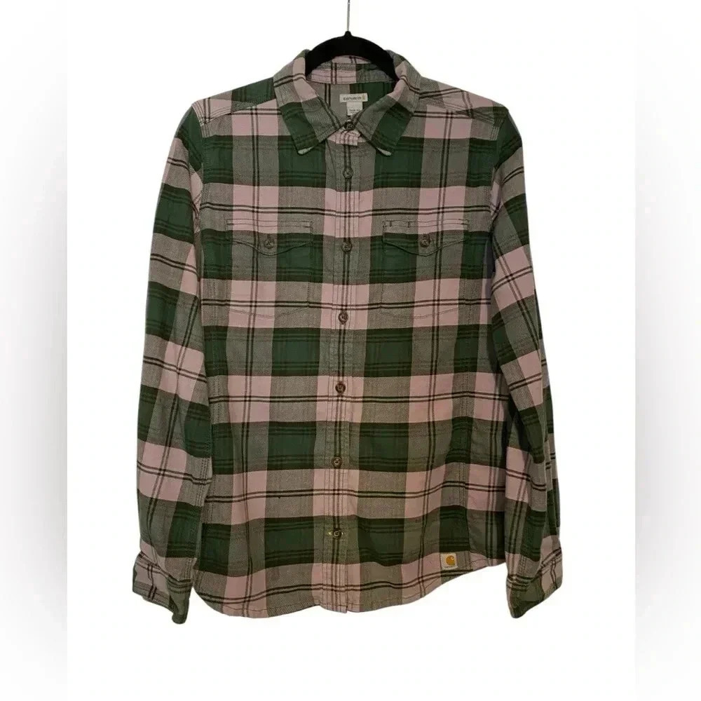 Carhartt Green/Purple Plaid Flannel medium